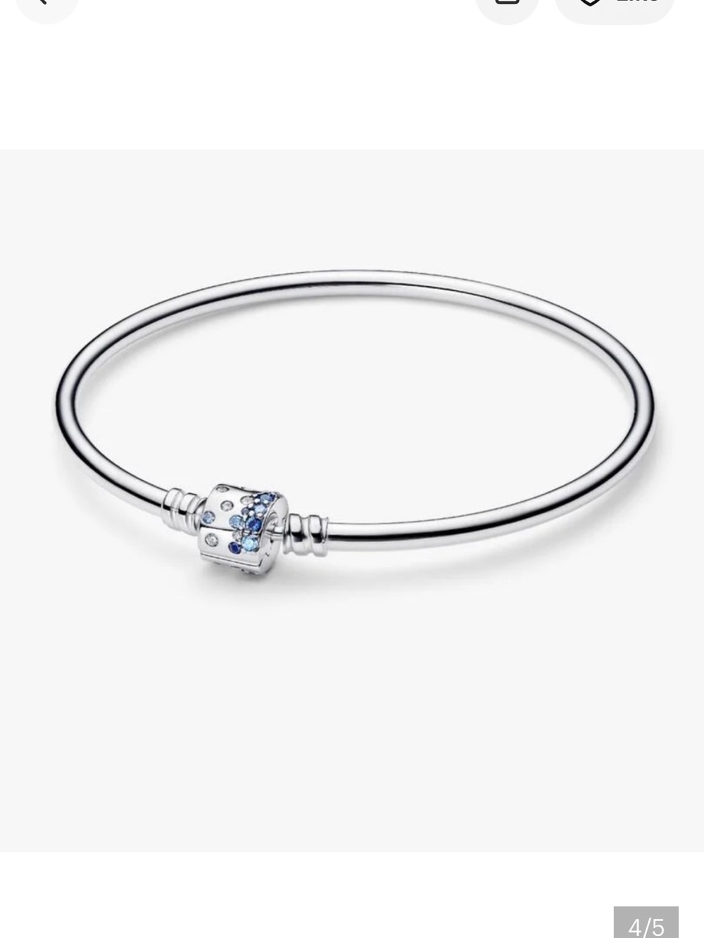 Pandora Sparkling blue barrel clasp bangle with “Caesar’s” charm.